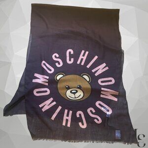 MOSCHINO Brown & Pink Logo Rect Wool Blend Scarf Itlay 71’’-25’’ See Description